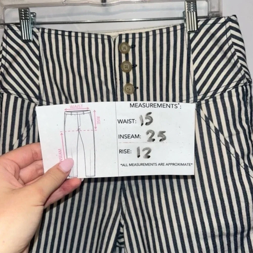 Free People Frankie High Waist Blue White Striped Skinny Pants - Size 4 - Picture 10 of 10